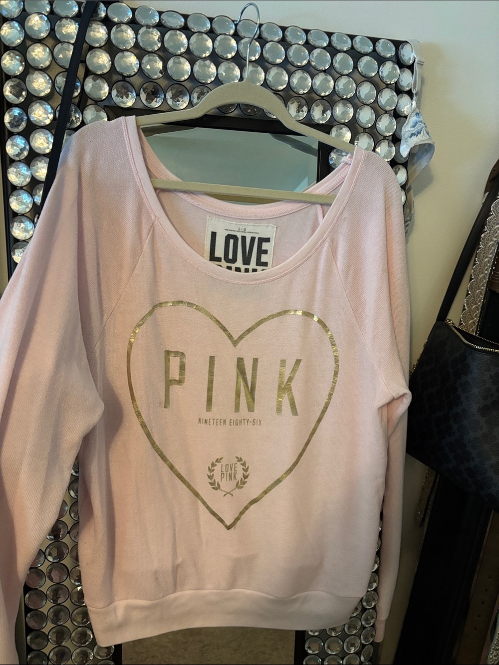 Victoria's Secret PINK Light Pink Sweatshirt with Gold Accent rare hard to find